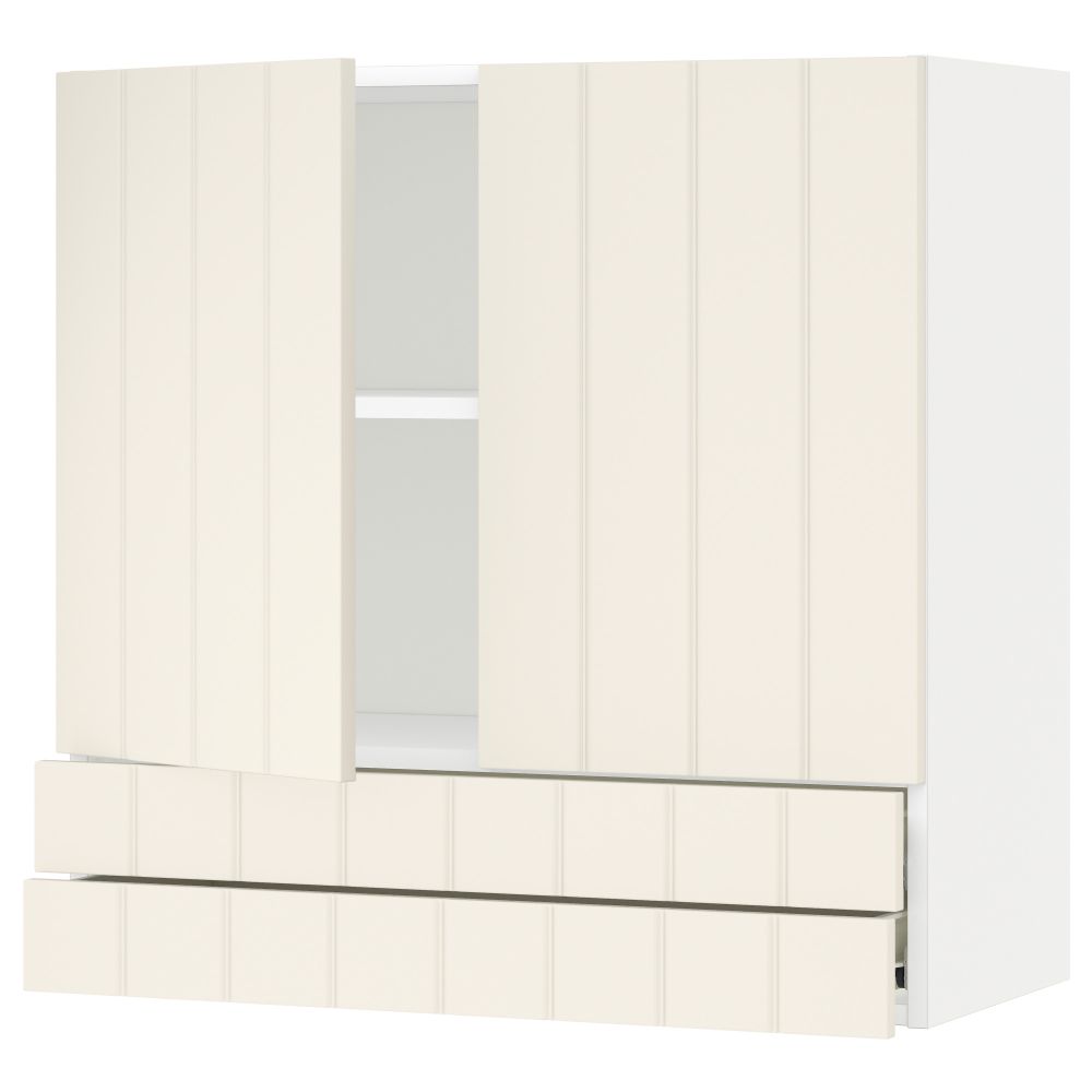 Навесной шкаф, 2 дверцы, 2 ящика МЕТОД / ФОРВАРА, белый, Хитарп белый с оттенком - схема-чертеж с размерами