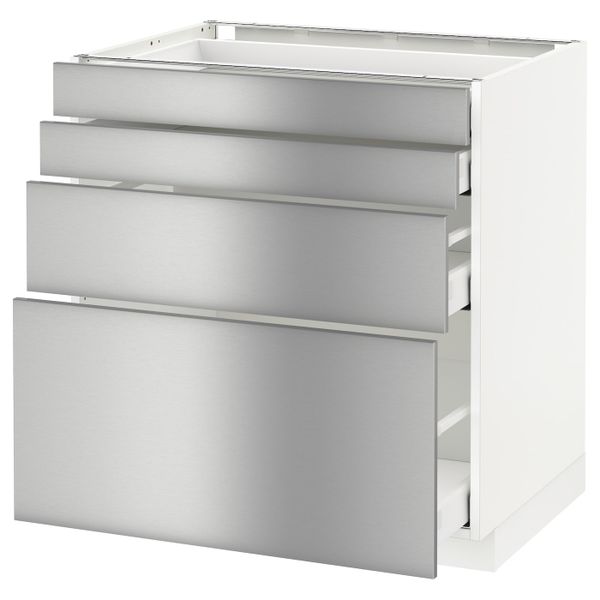 Напольный шкаф 4 фронтальных панели, 4 ящика, белый, Гревста нержавеющая сталь 80x60 см IKEA МЕТОД / МАКСИМЕРА 193.316.89 - схема-чертеж с размерами