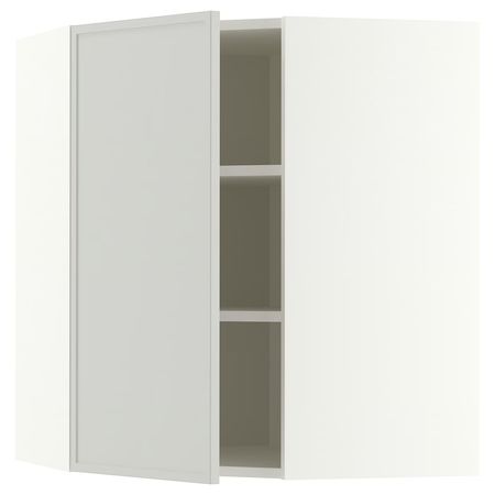 METOD Угловой навесной шкаф с полками - белый/Aspudden светло-серый 68x80 см
