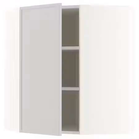 METOD Угловой навесной шкаф с полками - белый/Aspudden светло-серый 68x80 см