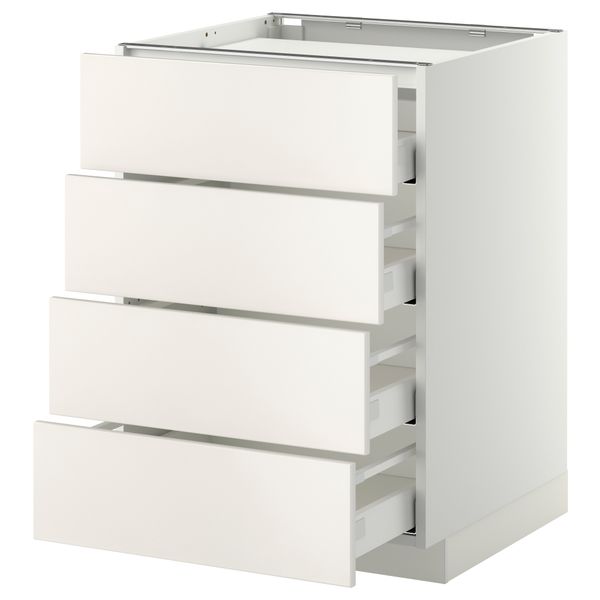 Напольный шкаф, 4 фронтальных панели, 4 ящика МЕТОД / МАКСИМЕРА, белый, Веддинге серый - фото 1