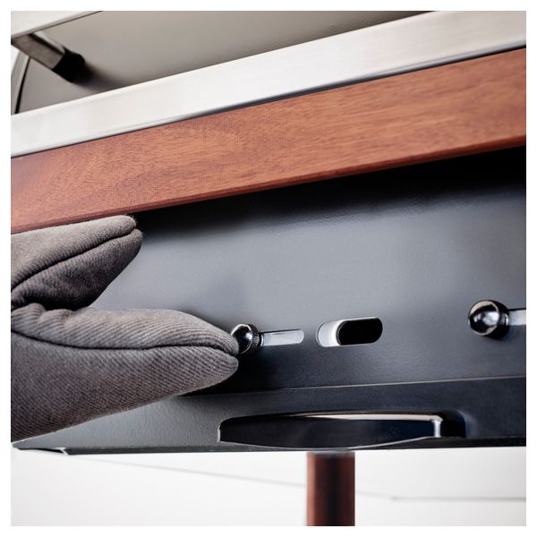 Угольный гриль с тележкой ЭПЛАРО / КЛАСЕН, коричневая морилка, нержавеющ сталь - фото 5