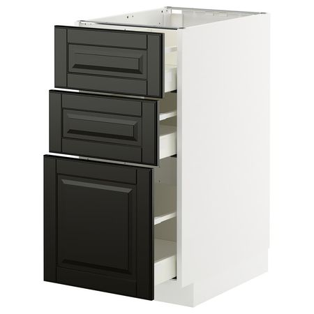 METOD / MAXIMERA Напольный шкаф с 3 ящиками - белый/Bodbyn чёрный 40x60 см