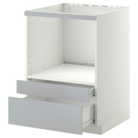 Напольный шкаф для комбинирования СВЧ, ящики МЕТОД / ФОРВАРА, белый, Веддинге серый (60x60 см)