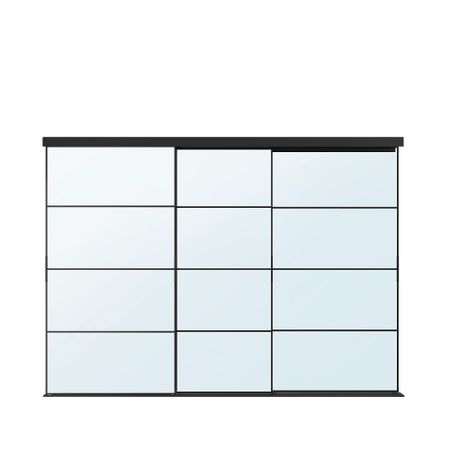 Дверь раздвижная, комбинация, 276x205 см, черный, зеркальное стекло IKEA AULI АУЛИ, SKYTTA 394.995.88
