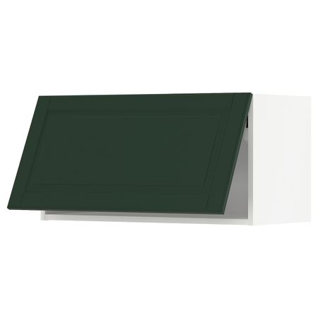Навесной горизонтальный шкаф, белый/Будбин темно-зеленый 80x40 см IKEA METOD МЕТОД 093.938.90