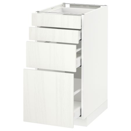 Напольный шкаф 4 фронтальных панели, 4 ящика МЕТОД / МАКСИМЕРА, белый, Росдаль белый