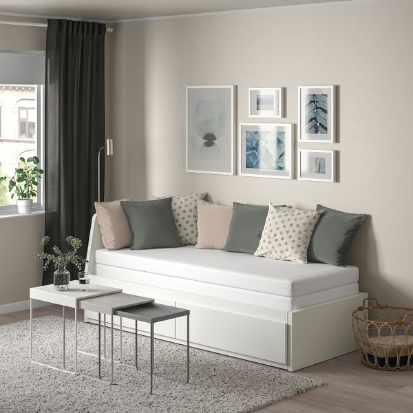 Кушетка с 2 матрасами, 2 ящиками, белый/осванг жесткий 80x200 см IKEA FLEKKE ФЛЕККЕ 594.280.81 - фото 2