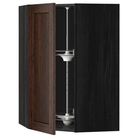 Угловой навесного шкаф с вращающейся секц, черный/Эдсерум коричневый 68x100 см IKEA МЕТОД 292.266.59