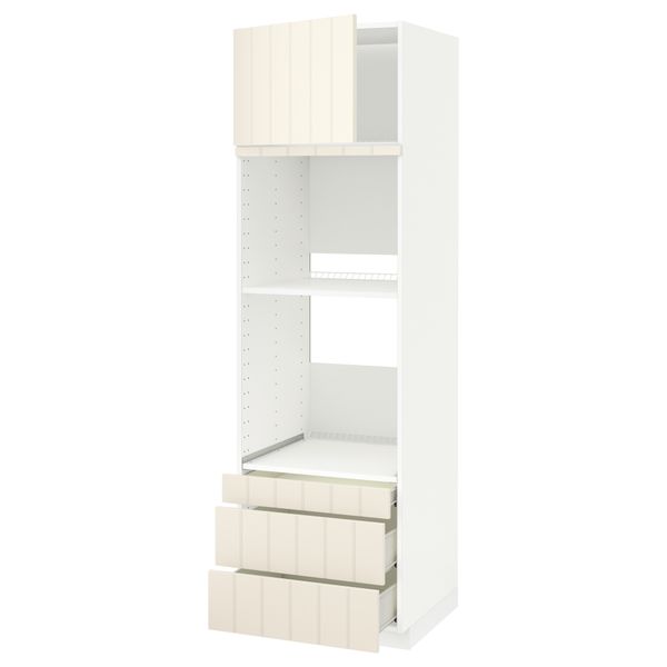 Высокий шкаф для духовки комбинированный, духовка + дверца, 3 ящика МЕТОД / ФОРВАРА, белый, Хитарп белый с оттенком - схема-чертеж с размерами