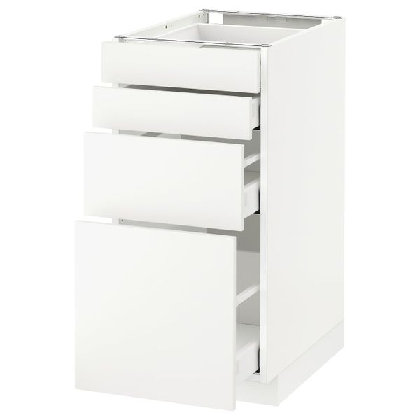 Напольный шкаф 4 фронтальных панели, 4 ящика, белый/Хэггеби белый 40x60 см IKEA METOD МЕТОД / MAXIMERA МАКСИМЕРА 592.314.47 - схема-чертеж с размерами