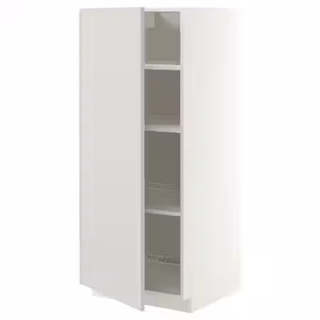 METOD Высокий шкаф с полками - белый/Aspudden светло-серый 60x60x140 см