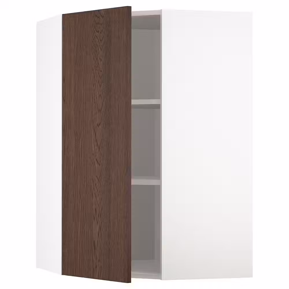 METOD Угловой навесной шкаф с полками - белый/Sinarp коричневый 68x100 см - фото 1