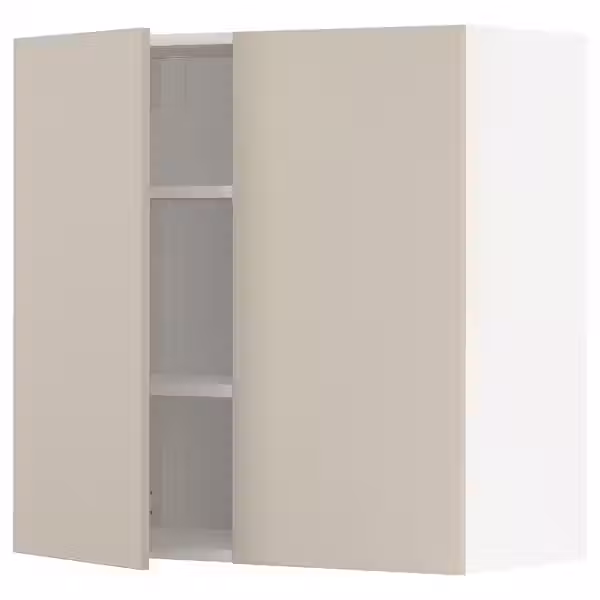 METOD Навесной шкаф с полками/2дверцы - белый/Havstorp бежевый 80x80 см - фото 1