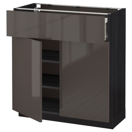 Напольный шкаф + ящик, 2 дверцы МЕТОД / ФОРВАРА, черный, Рингульт серый