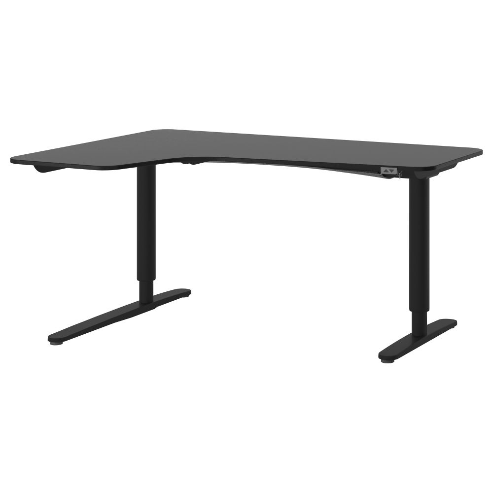 Угловой письменный стол левосторонний трансформер БЕКАНТ, черно-коричневый, черный (160x110 см) - фото 1