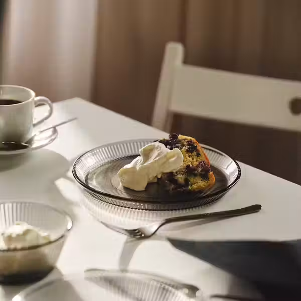 HAVSGÄDDA ХАВСГЭДДА Тарелка десертная - орнамент «полоска»/серый 21 см - фото 2