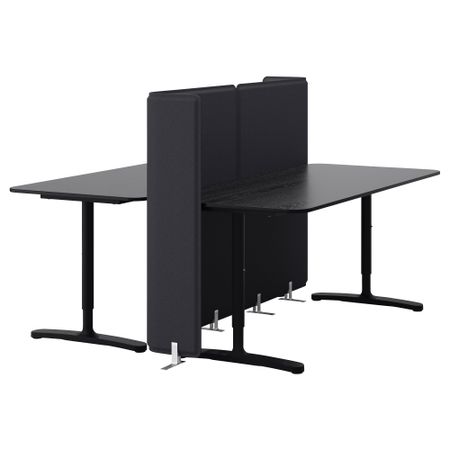 Стол с экраном БЕКАНТ, черно-коричневый, черный (160x160 120 см)