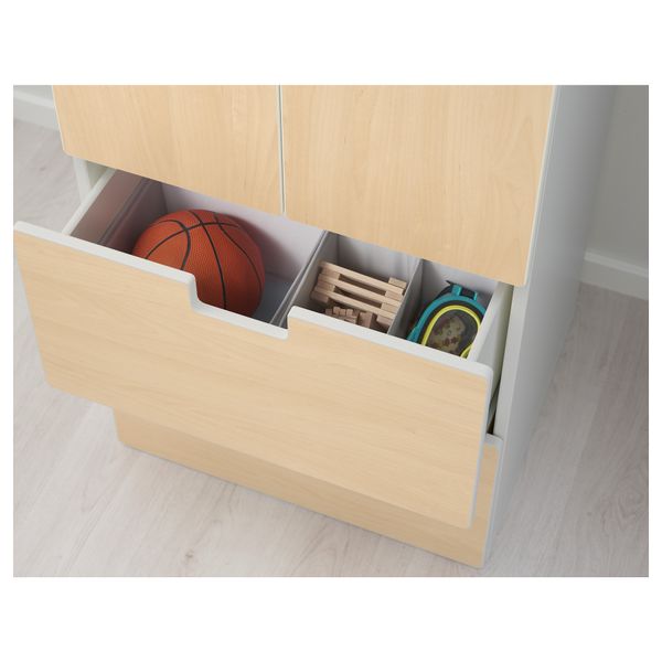 Комбинация для хранения с дверцами, ящиками СТУВА, белый, береза (60x50x128 см) - фото 3