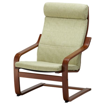 Кресло ПОЭНГ, классический коричневый, Семла зеленый