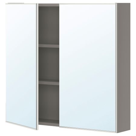 Зеркальный шкаф с 2 дверцами, серый, 80x17x75 см IKEA BEGIVENHET БЕГИВЕНХЕТ 393.236.74