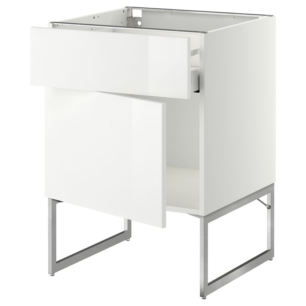 Напольный шкаф с ящиком, дверью МЕТОД / МАКСИМЕРА, белый, Рингульт белый - схема-чертеж с размерами