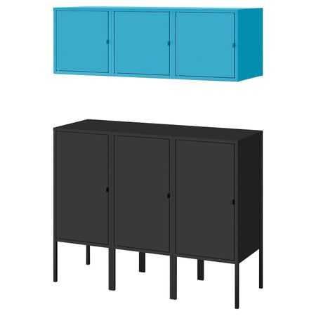 Комбинация для хранения, антрацит/синий 105x35x117 см IKEA LIXHULT ЛИКСГУЛЬТ 593.883.58