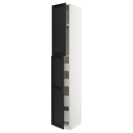 Высокий шкаф/2дверцы/4ящика, белый/Лерхюттан черная морилка 40x60x240 см IKEA METOD МЕТОД / MAXIMERA МАКСИМЕРА 794.455.98