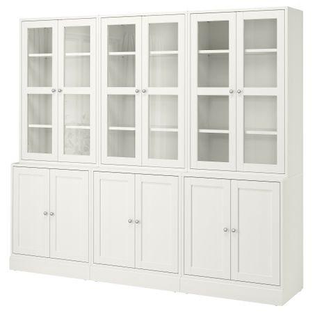 Комбинация для хранения с стеклянная дверцы, 243x47x212 см, белый IKEA HAVSTA ХАВСТА 392.659.71