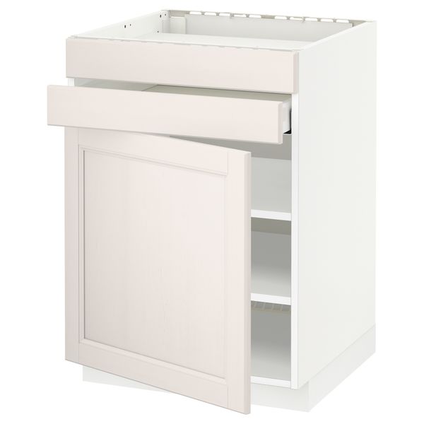 Напольный шкаф для варочной панели, доводчик, 2 фасада, 1 ящик МЕТОД / МАКСИМЕРА, белый, Лаксарби белый (60x60 см) - схема-чертеж с размерами