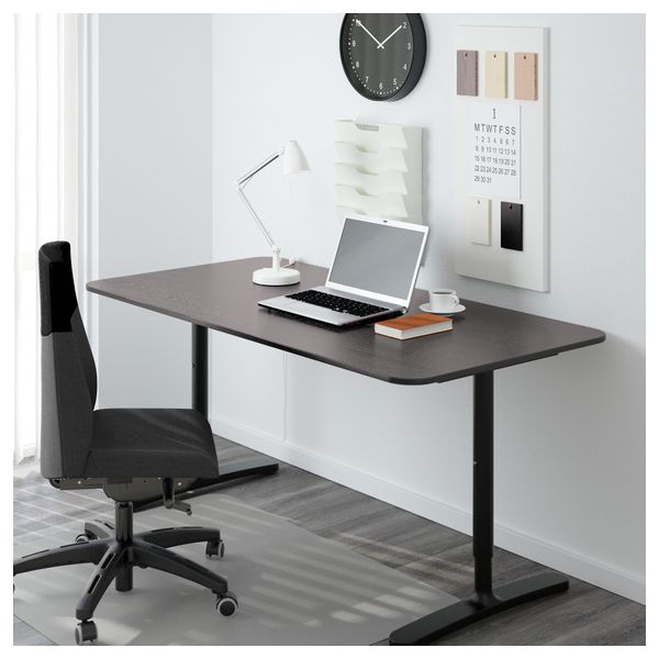 Письменный стол БЕКАНТ, черно-коричневый, черный (160x80 см) - фото 2