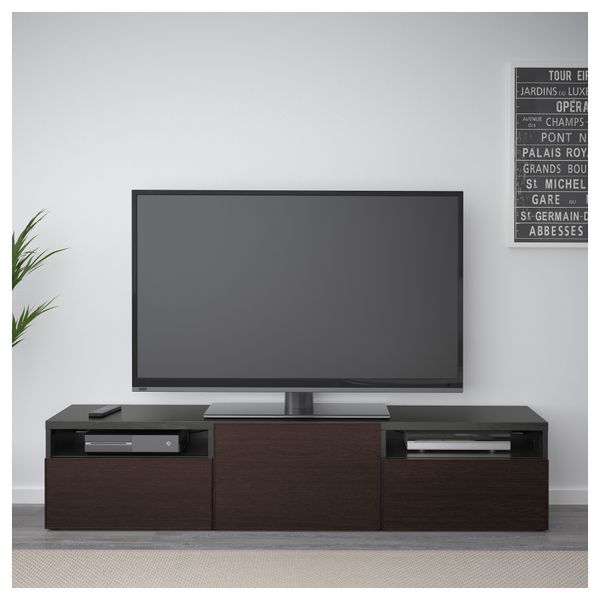 Тумба под ТВ БЕСТО, черно-коричневый, Инвикен черно-коричневый (180x40x38 см) - фото 2