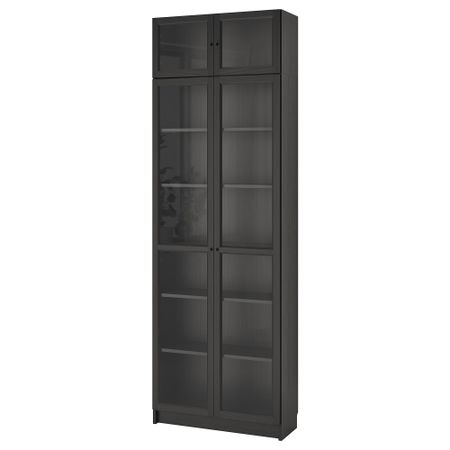Стеллаж, 80x30x237 см, черно-коричневый IKEA BILLY БИЛЛИ, OXBERG ОКСБЕРГ 992.177.55