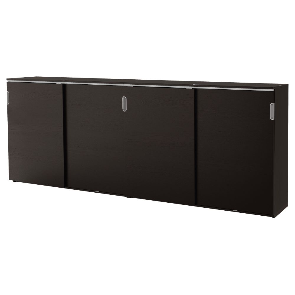 Комбинация для хранения с раздвижной дверцами ГАЛАНТ, черно-коричневый (320x120 см) - фото 1