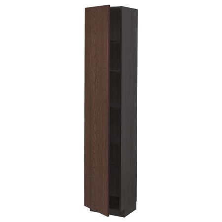 Высокий шкаф с полками, черный, Sinarp коричневый, 40x37x200 см IKEA METOD МЕТОД 294.660.36
