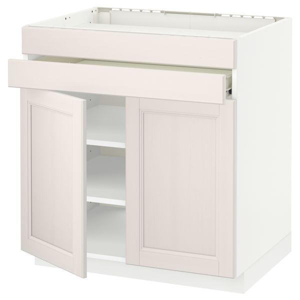 Напольный шкаф для варочной панели, 2 ящика, 2 фасада, 1 ящик МЕТОД / ФОРВАРА, белый, Лаксарби белый (80x60 см) - схема-чертеж с размерами