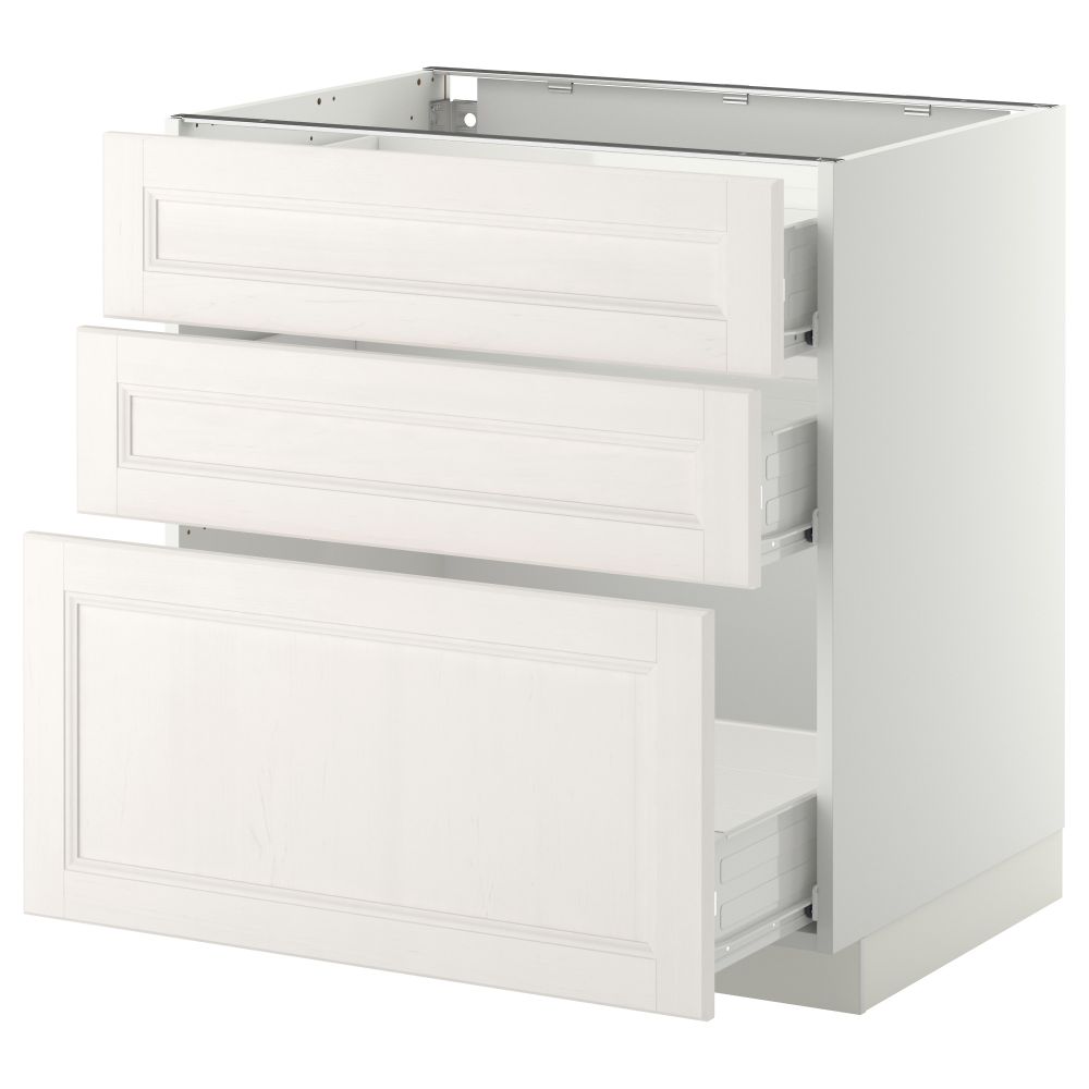Напольный шкаф с 3 ящиками МЕТОД / ФОРВАРА, белый, Лаксарби белый - схема-чертеж с размерами