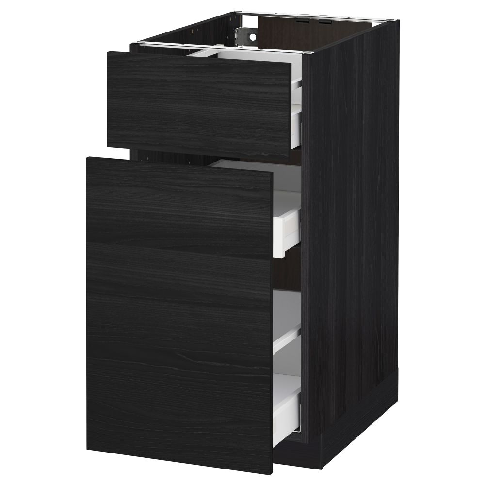 Напольный шкаф, выдвижной секцией, ящик МЕТОД / МАКСИМЕРА, черный, Тингсрид черный - схема-чертеж с размерами