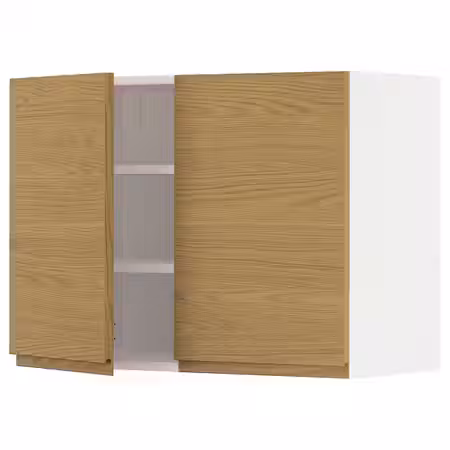 METOD Навесной шкаф с полками/2дверцы - белый/Voxtorp под дуб 80x60 см