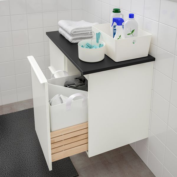 Шкаф под раковину с 3 ящиками, глянцевый белый/антрацит 82x49x60 см IKEA ГОДМОРГОН / ТОЛКЕН 292.952.28 - схема-чертеж с размерами