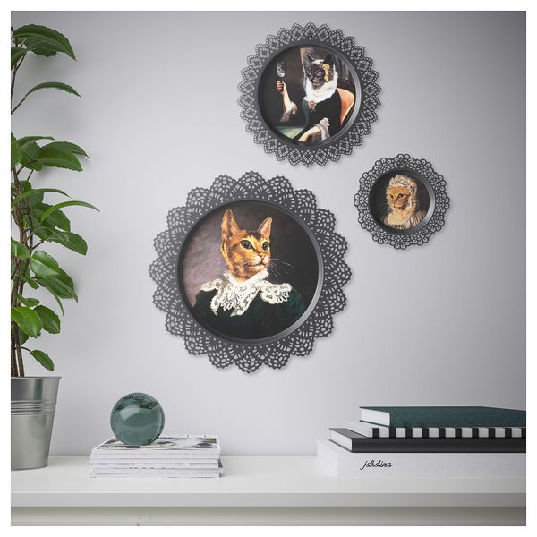 Настенное украшение, 3 предмета СКУРАР, серый - схема-чертеж с размерами