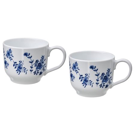 Чашка большая, с рисунком, белый синий, 50 сл IKEA ENTUSIASM ЭНТУЗИАЗМ 305.397.44