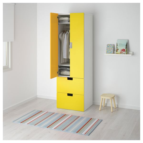 Комбинация для хранения с дверцами, ящиками СТУВА, белый, желтый (60x50x192 см) - фото 2