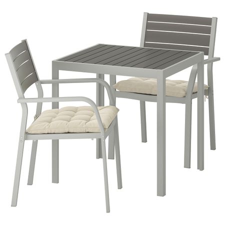 Садовый стол и 2 легких кресла, темно-серый/Холло бежевый 71x71x73 см IKEA ШЭЛЛАНД 192.925.79