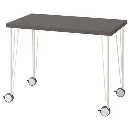 Письменный стол, 100x60 см, темно-серый-белый IKEA KRILLE КРИЛЛЕ, LINNMON ЛИННМОН 594.161.20