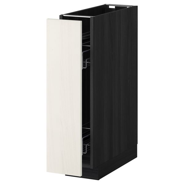 Напольный шкаф, выдвижной внутрений элемент МЕТОД, черный, Росдаль белый (20x60 см) - схема-чертеж с размерами