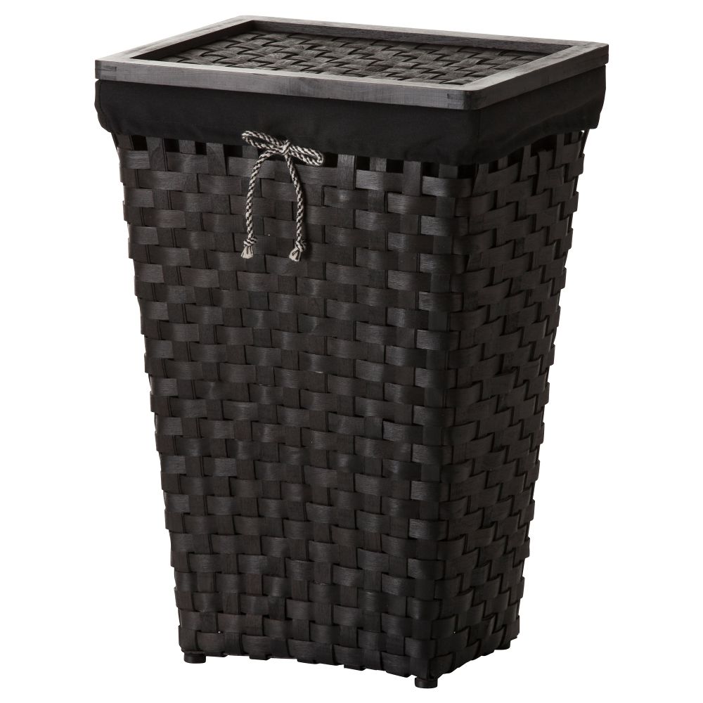 Корзина для белья с подкладкой КНАРРА, черный, коричневый - фото 1
