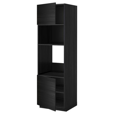 Высокий шкаф для духовки/СВЧ, 2 дверцы/полки, черный, Тингсрид черный 60x60x200 см IKEA МЕТОД 992.333.88