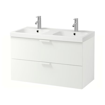 Шкаф для раковины с 2 ящиками ГОДМОРГОН / ОДЕНСВИК, белый (103x49x64 см)