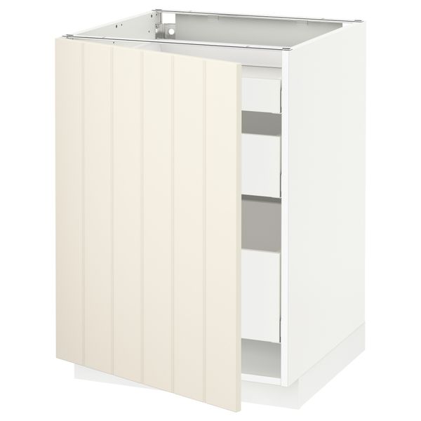 Напольный шкаф с 1 дверцей, 3 ящика МЕТОД / МАКСИМЕРА, белый, Хитарп белый с оттенком - схема-чертеж с размерами